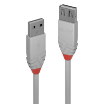 LINDY 0.2m USB 2.0 Type A Extension Cable, Anthra Line, Grey