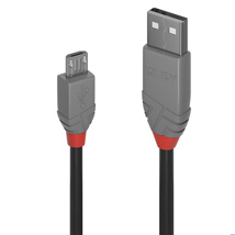 LINDY 0.2m USB 2.0 Type A to Micro-B Cable, Anthra Line