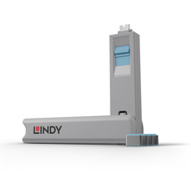 LINDY USB Type C Port Blocker 4pcs with Key, blue