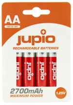 JUPIO Rechargeable Batteries AA 2700 mAh 4 pcs VPE-10